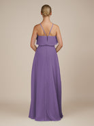 KissDress-Wynne Tahiti A Line Chiffon Halter Neck Ruffled Overlay Long Bridesmaid Dress