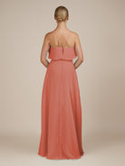 KissDress-Wynne Wild Rose A Line Chiffon Halter Neck Ruffled Overlay Long Bridesmaid Dress