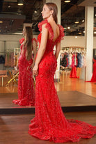 Mckinley | Yellow Ruffle Straps 3D Flower Mermaid Long Prom Dress - KissProm