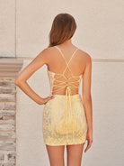 Danise | Yellow Strapless Sequin Appliques Bodycon Homecoming Dress - KissProm