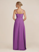 KissDress-Ysolina Amethyst A Line Sweetheart Chiffon Pleated Long Bridesmaid Dress with Slit