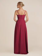 KissDress-Ysolina Berry A Line Sweetheart Chiffon Pleated Long Bridesmaid Dress with Slit