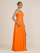 KissDress-Ysolina Cinnamon A Line Sweetheart Chiffon Pleated Long Bridesmaid Dress with Slit