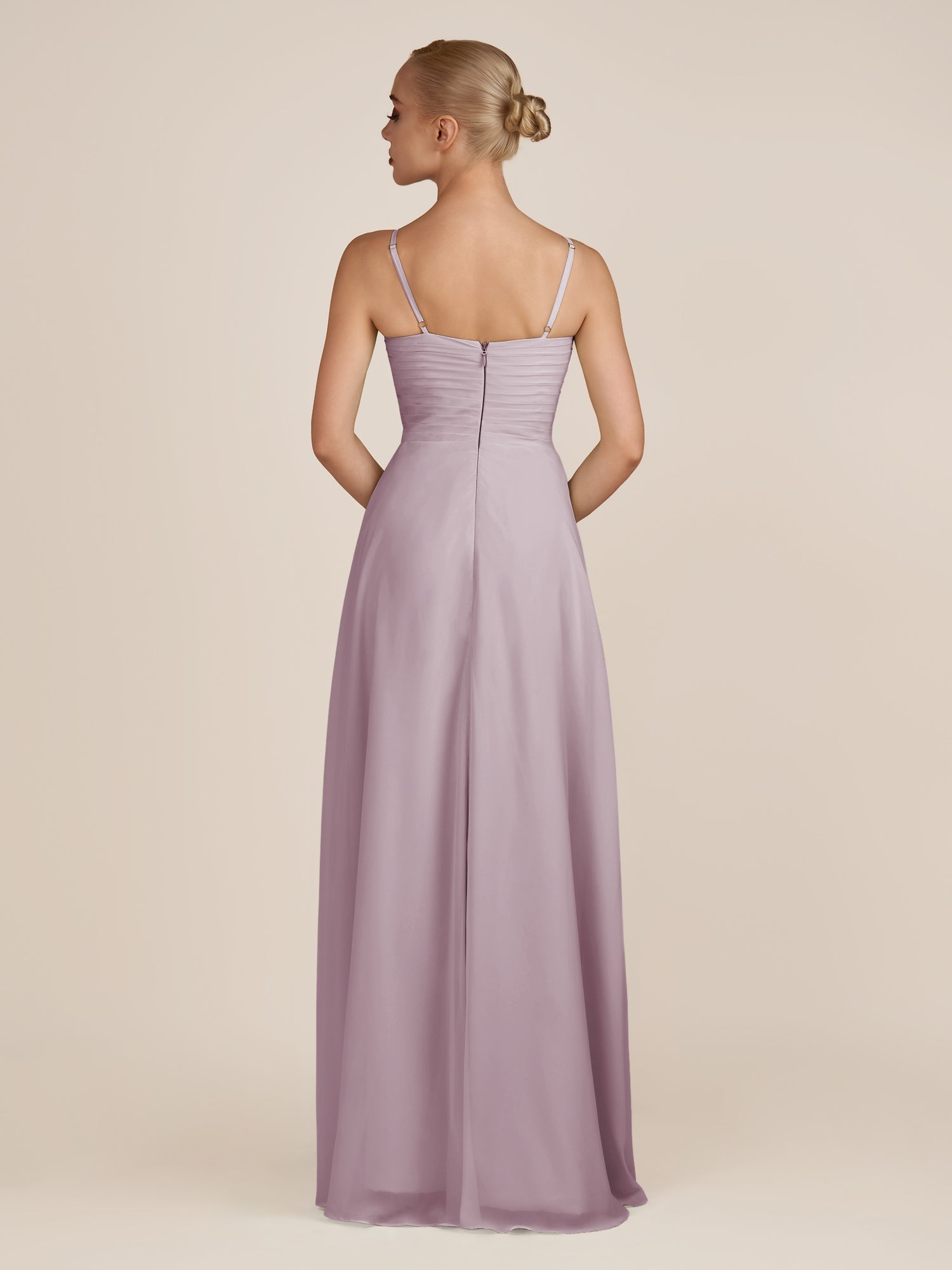 KissDress-Ysolina Dusk A Line Sweetheart Chiffon Pleated Long Bridesmaid Dress with Slit
