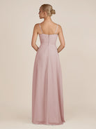 KissDress-Ysolina Dusty Rose A Line Sweetheart Chiffon Pleated Long Bridesmaid Dress with Slit