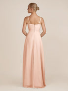 KissDress-Ysolina English Rose A Line Sweetheart Chiffon Pleated Long Bridesmaid Dress with Slit