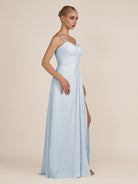 KissDress-Ysolina Ice A Line Sweetheart Chiffon Pleated Long Bridesmaid Dress with Slit