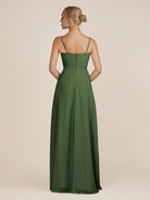 KissDress-Ysolina Moss A Line Sweetheart Chiffon Pleated Long Bridesmaid Dress with Slit