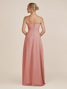 KissDress-Ysolina Mulberry A Line Sweetheart Chiffon Pleated Long Bridesmaid Dress with Slit