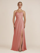 KissDress-Ysolina Mulberry A Line Sweetheart Chiffon Pleated Long Bridesmaid Dress with Slit