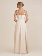 KissDress-Ysolina Pale Blush A Line Sweetheart Chiffon Pleated Long Bridesmaid Dress with Slit