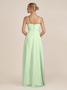 KissDress-Ysolina Sage A Line Sweetheart Chiffon Pleated Long Bridesmaid Dress with Slit