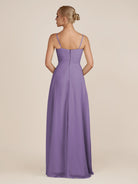 KissDress-Ysolina Tahiti A Line Sweetheart Chiffon Pleated Long Bridesmaid Dress with Slit