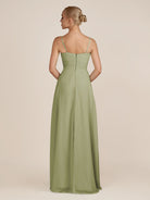 KissDress-Ysolina Thyme A Line Sweetheart Chiffon Pleated Long Bridesmaid Dress with Slit