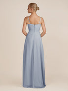 KissDress-Ysolina Twilight A Line Sweetheart Chiffon Pleated Long Bridesmaid Dress with Slit