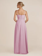 KissDress-Ysolina Vintage Mauve A Line Sweetheart Chiffon Pleated Long Bridesmaid Dress with Slit