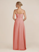 KissDress-Ysolina Wild Rose A Line Sweetheart Chiffon Pleated Long Bridesmaid Dress with Slit