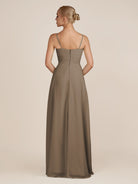 KissDress-Ysolina Willow Green A Line Sweetheart Chiffon Pleated Long Bridesmaid Dress with Slit